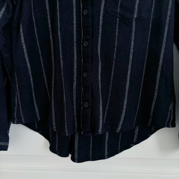 Cloth & Stone Striped Button Front Shirt Medium Blue Long Sleeve - Picture 4 of 9